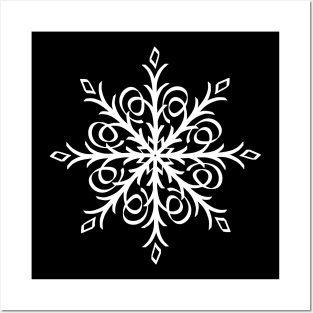 White Snowflake Mandala Winter art Posters and Art